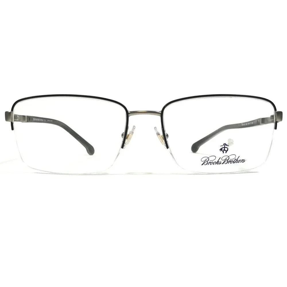 Brooks Brothers Eyeglasses Frames BB1044 1002 Gray Square Half Rim 56-17-145